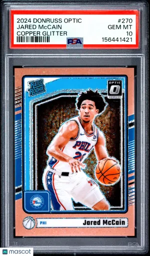 2024 Donruss Optic Rated Rookie Jared Mccain #270 Copper Glitter 84/99 PSA 10 front