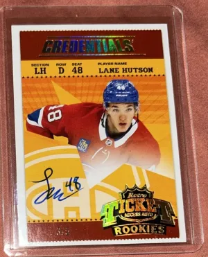Lane Hutson Auto #d 3/5 Sp Rookie Retro Ticket Access  Credentials Ticket front