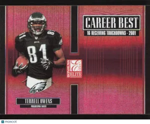 2005 Donruss Elite Terrell Owens #CB-44 Career Best Red SN