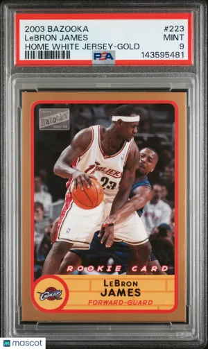 2003 Bazooka LeBron James #223 Home White Jersey Gold PSA 9 POP 30