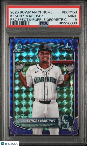 2025 Bowman Chrome Prospects Kendry Martinez #BCP159 Purple Geometric /250 PSA 9