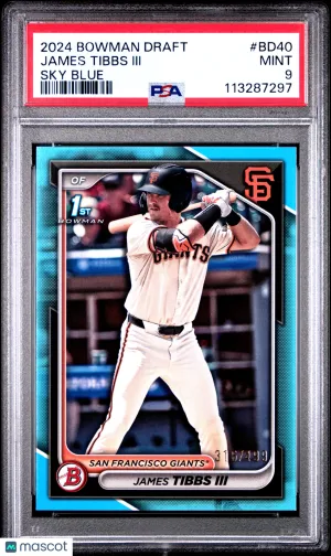 2024 Bowman Draft James Tibbs III Sky Blue 316/499 PSA 9