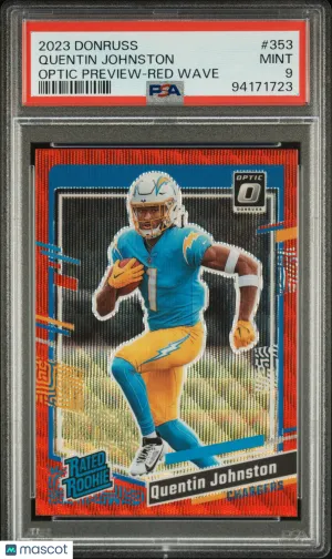 2023 Panini Donruss Quentin Johnston Optic Preview Red Wave Rookie #353 PSA 9 Los Angeles Chargers