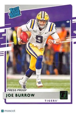 2020 Panini Chronicles Draft Picks Donruss Joe Burrow Press Proof Green Rookie #1 LSU Tigers