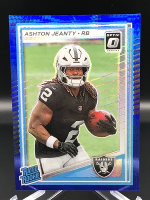 2025 Panini Donruss Optic No.202 Hyper Blue Ashton Jeanty Rookie Card