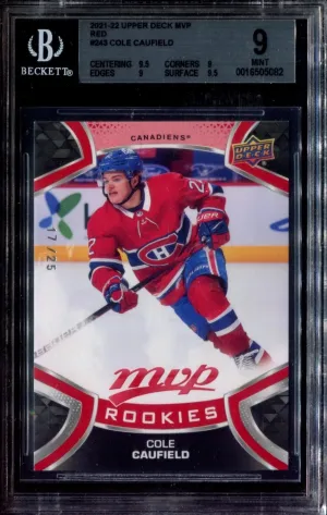 2021-22 Upper Deck MVP Red Cole Caufield Rookie 17/25 #243 Montreal Canadiens RC