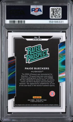 2024 Panini Prizm Draft Picks Paige Bueckers #2 Purple Wave PSA 10 back