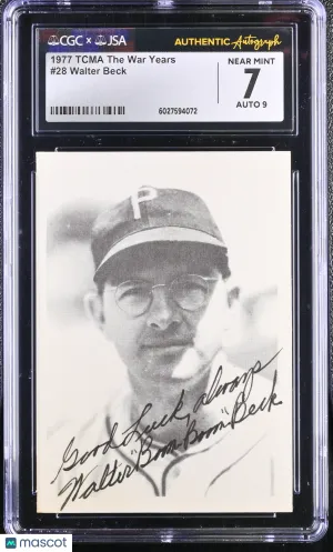 1977 Tcma The War Years Walter Beck #28 CGC 7 JSA Pittsburgh Pirates