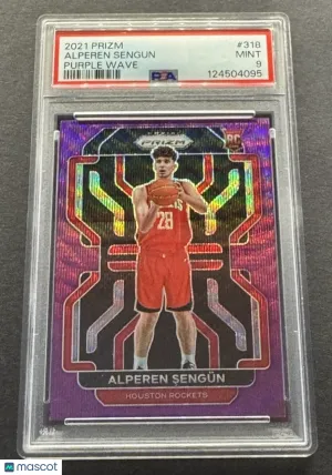 2021-22 Panini Prizm Alperen Sengun #318 Purple Wave Rookie PSA 9