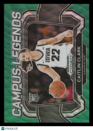 Caitlin Clark 2024 Panini Prizm Draft Picks Campus Legends #5 Green Wave RC Iowa Hawkeyes