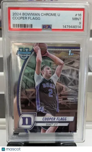 2024-25 Bowman University Chrome Cooper Flagg #16 PSA 9 PSA 9 MINT Duke Blue Devils