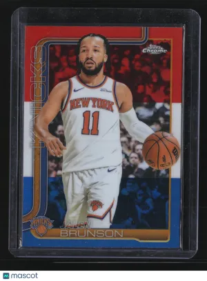 Jalen Brunson 2025 Topps Chrome #101-Red White & Blue Refractor