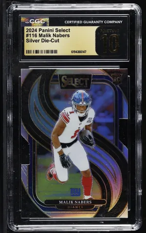 2024 Panini Select Silver Die-Cut Malik Nabers RC CGC 10 Pristine Gold Label