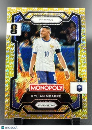 2026 Panini Prizm Monopoly Fifa World Cup Kylian Mbappé #7 Gold Big Money Shimmer Prizm / Parallel/Variety Base Set