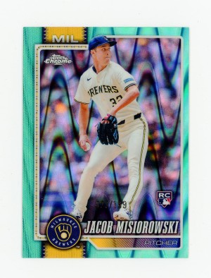 2026 Topps Chrome JACOB MISIOROWSKI Rookie Card RC AQUA WAVE REFRACTOR #22/199 - Milwaukee Brewers #196