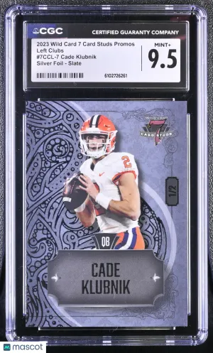 Graded 2023 Wild Card 7 Card Studs Promos Cade Klubnik 7CCL-7 Silver Foil Slate CGC 9.5 1/2