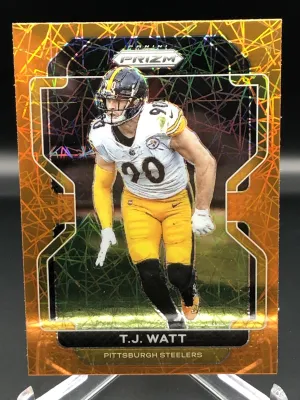 2021 Panini Prizm No.255 Orange Lazer Tj Watt