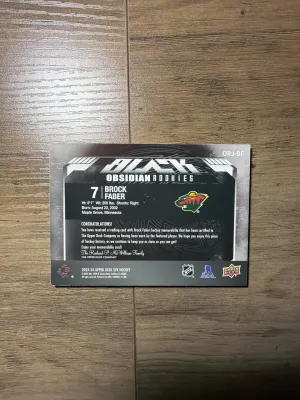Brock Faber Rookie Black Obsidian Patch /35 back