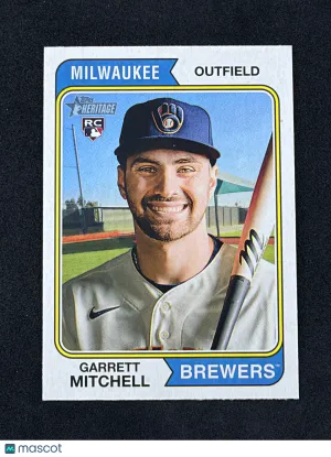 2023 Topps Heritage 95 Garrett Mitchell RC Milwaukee Brewers