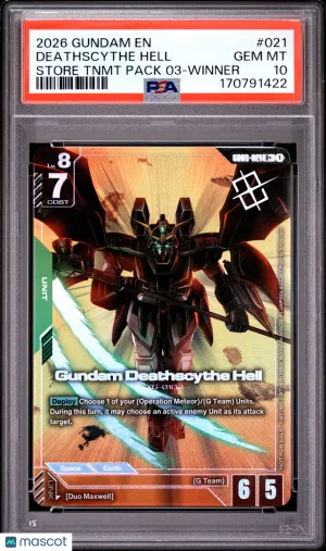 2026 Gundam Store Tournament Pack 03 Deathscythe Hell Store Tnmt Pack 03-Winner PSA 10 #021