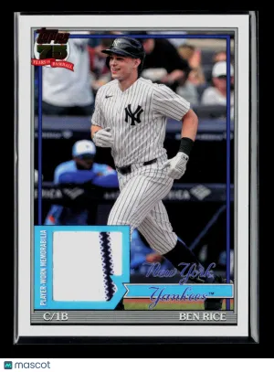2025 Topps Ben Rice #91RU-BR 1991 Baseball Relic Player-Worn Memorabilia
