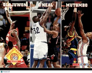 1993 SkyBox NBA Hoops Hakeem Olajuwon Dikembe Mutombo Shaquille O'Neal #290
