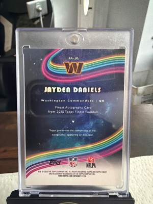 2025 Finest #FA-JD Jayden Daniels Finest Auto Orange Geometric Refractor #/25 back