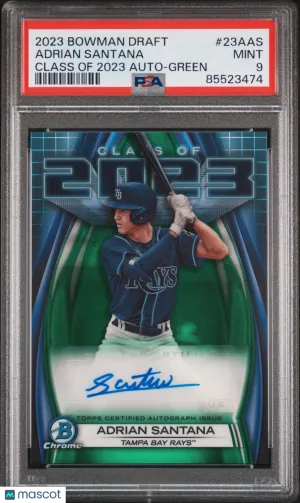 2023 Bowman Draft Class Of 2023 Auto Adrian Santana Auto Green PSA 9