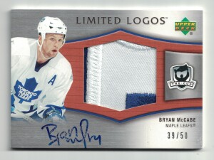 2005-06 Upper Deck The Cup Limited Logos Bryan McCabe Autograph Patch Maple Leafs 39/50