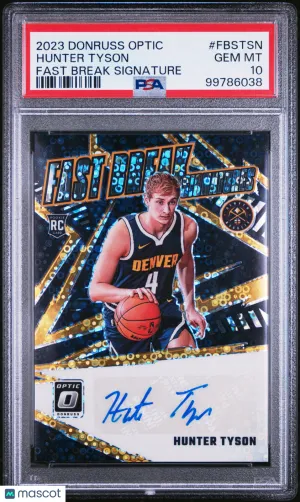 2023 Panini Donruss Optic Fast Break Signatures Hunter Tyson PSA 10