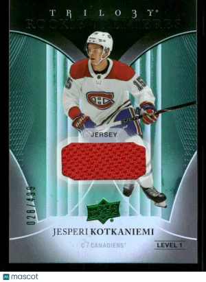2018-19 Upper Deck Trilogy Jesperi Kotkaniemi #78 Green Foil MEM,SN