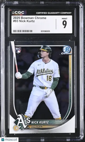 2025 Bowman Chrome Nick Kurtz Rookie #93 CGC 9 Oakland Athletics