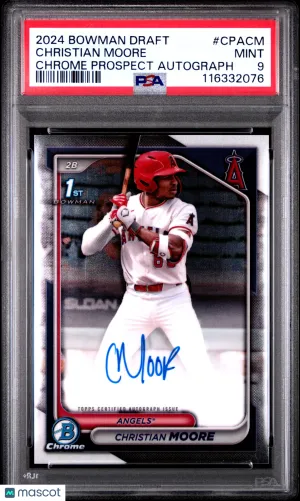 2024 Bowman Draft Chrome Prospect Autographs Christian Moore #CPACM [Base] Rookie Insert PSA 9
