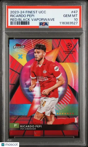Graded 2023-24 Topps Finest UEFA Ricardo Pepi #47 Red Black Vaporwave /10 PSA 10 PSV