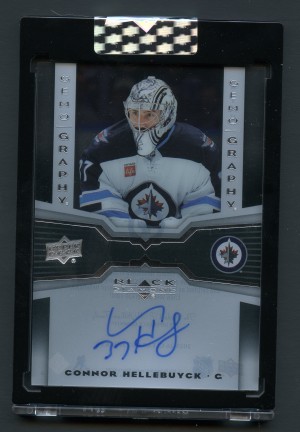 2025-26 UD Clear Cut Black Diamond Gemography Auto Connor Hellebuyck #GA-CH
