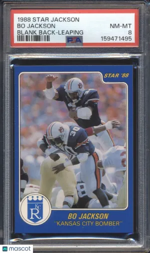 1988 Star Player Set Bo Jackson Kansas City Bomber Blank Back PSA 8