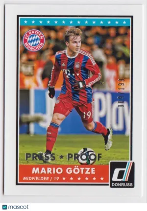 2015 Panini Donruss Base Set Silver Press Proof #46 Mario Gotze 009/199 Soccer Card