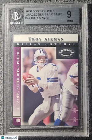 2000 Donruss Preferred QBC #74 Troy Aikman Graded Series /1125 BGS 9