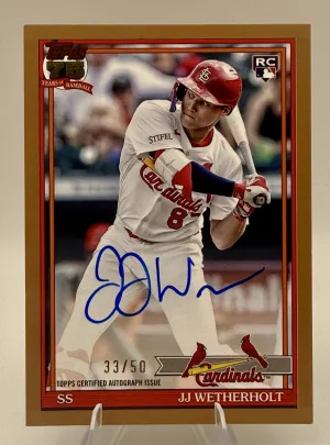 2026 Topps JJ Wetherholt 1991 Auto Autograph RC Gold Rookie #/50 Cardinals