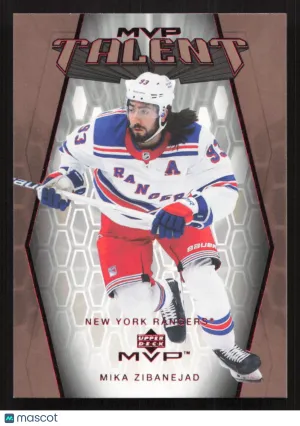 2023-24 Upper Deck MVP Mika Zibanejad #MT-41 20th Anniversary MVP Talent