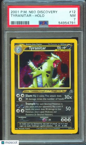 Tyranitar 2001 Pokemon Neo Discovery Holo PSA 7 #12