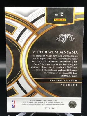 2023-24 Panini Select Premier No.121 Scope Prizm Victor Wembanyama Rookie Card back