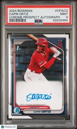 2024 Bowman Chrome Prospect Autographs Capri Ortiz PSA 9
