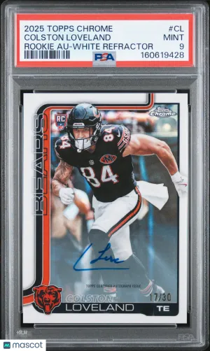 2025 Topps Chrome Colston Loveland #CL White Refractor RC #'D /30 PSA 9 BEARS