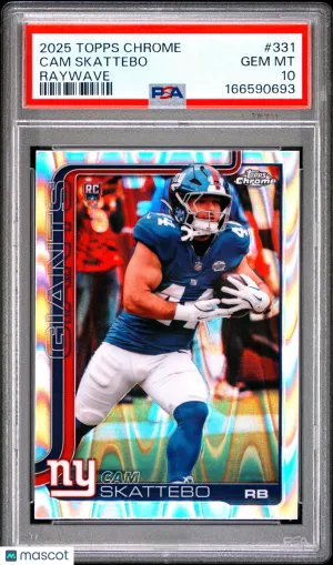 2025 Topps Chrome Cam Skattebo #331 Raywave front