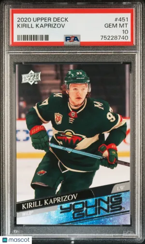 2020/21 Upper Deck Kirill Kaprizov #451 Young Guns Rookie PSA 10