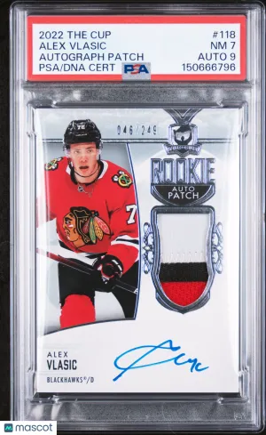 /249 2022 Upper Deck The Cup Alex Vlasic #118 Autograph Patch RC PSA 7 Auto 9