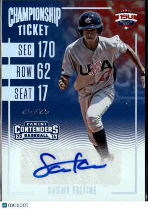 2016 Panini Elite Extra Edition Sammy Faltine #15U-SF Championship Ticket Auto Baseball Card