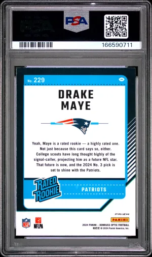 2024 Panini Donruss Optic Drake Maye #229 Green Velocity back