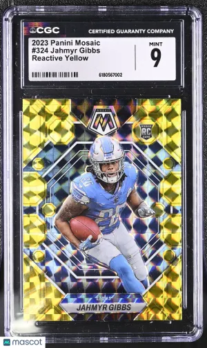 2023 Panini Mosaic Jahmyr Gibbs Reactive Yellow Rookie #324 CGC 9 Detroit Lions